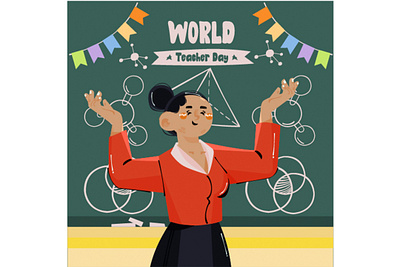 World Teachers Day Illustration blackboard celebration class day education elementary illustration math school student teacher vector