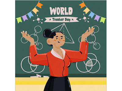 World Teachers Day Illustration blackboard celebration class day education elementary illustration math school student teacher vector