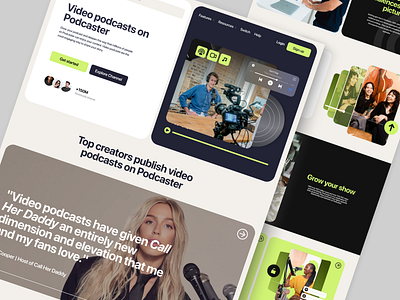 Podcaster - Video podcast on Podcaster apps audio clean ui collaboration illustration music play podcast podcaster song ui ux ui design uidesign video web web design website