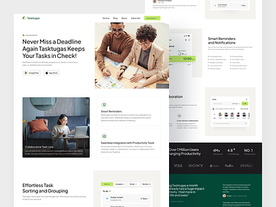 Task Tugas Landing Page business company profile corporate design landing page management app marketing website productitvity one page website productivity project manajement saas startup task amanager task management testimonial ui ux web web design website design