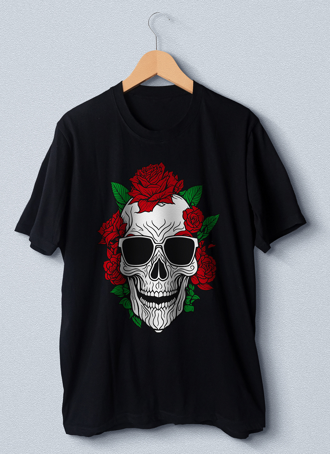Skull Flowers adobe illustrator artwork dark design digital art drawing flowers horror illustration portrait rose skull skull flower skull rose t shirt design