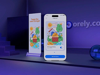 Digital X-Banner: Mobile App Concept 👀 3d 3d animation advertising analytics banner clean dashbaord design festival card ios market marketing marketing app mobile app motion graphics orely presentation ui ux design xbanner