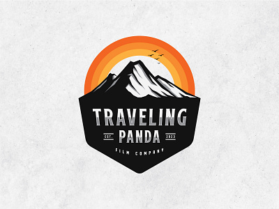 "Traveling Panda" Film Company Logo Concept badge logo branding design illustration logo vector vintage logo