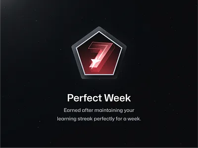 Perfect Week Badge abstract achievement badge branding code dev earn graphic design illustration learn newton school premium program reward rocket space streak training type week