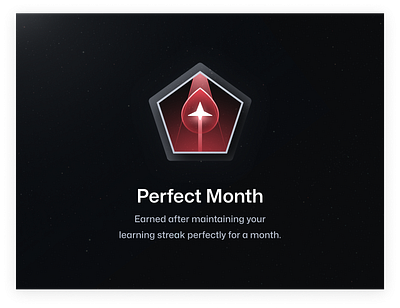 Perfect Month Badge abstract achievement badge branding code dev earn edge graphic design illustration month newton school premium program reward rocketship space streak