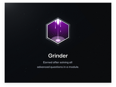 Grinder Badge abstract achievement badge branding code course dev earn fight game graphic design grind illustration newton school premium reward rocket space training visual