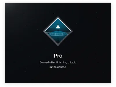 Topic Completion Badge achievement badge branding code course dev diamond earn edge graphic design illustration newton program reward rocketship space topic