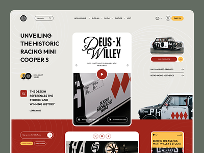 Deus x Matt Willey - Mini Cooper S branding car design deus header hero mini cooper monte carlo rally showcase ui web design