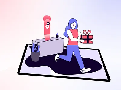 Customer Delight Illustration: Embracing HoloShop Deliveries artisticexpression creativejourney design digitalartistry illustration onlineshop shippingarrival shopping