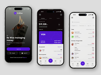 Financial Management App - BeWise business design financial graphic design landingpage logo mobile money ui uidesign uiux