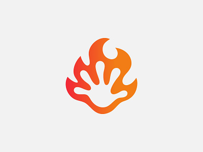 High Fire Logo branding burning combination concept design fiery fingers fire flames graphic design hand handprint high icon illustration logo monogram palm simple vector