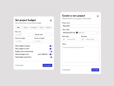 Create Project Template ui ux figma