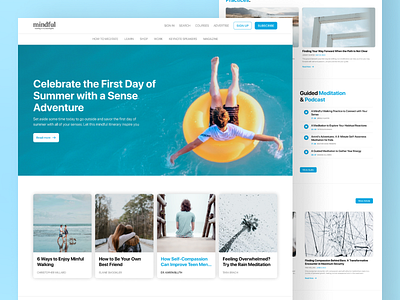 Redesign Mindful Landing Page blue branding clear design landingpage meditation mindful minimalistdesign redesign ui uidesign website white