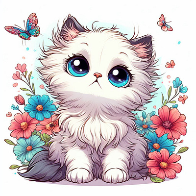 Cute-kitten-2! graphic design logo