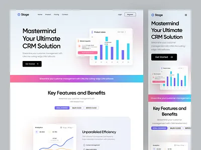 CRM SAAS Website Design clean crm dashboard discover finance interface landingpage minimal mobile ui product design responsive saas service software uiux uxui web web app web design website design
