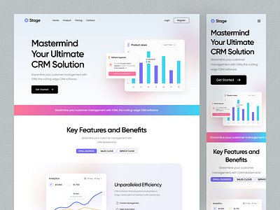 CRM SAAS Website Design clean crm dashboard discover finance interface landingpage minimal mobile ui product design responsive saas service software uiux uxui web web app web design website design