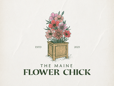 Flower Chick Logo Design brand identity branding design emblem flower flower tob graphic design illustration logo