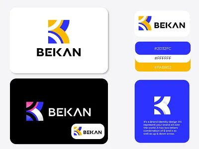 BEKAN Logo and negative space Branding Design 3d abstract logo b logo brand identity branding colorful logo custom logo design graphic design icon illustration k letter logo logo logo design mark modern logo symbol tech ui unique logo