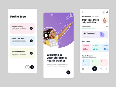 Children Health Tracking App app graphic design health tracking ui