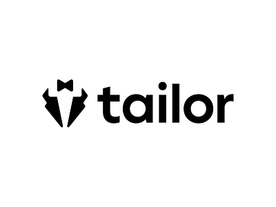 Tailor bow brand branding design elegant graphic design illustration letter logo logotype mark minimalism minimalistic modern sign suit t tailor tie