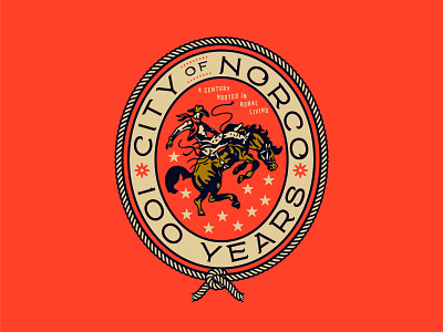 City of Norco 100 Year Anniversary Tee REJECT bronco city cowboy heritage illustration illustrator rope tee design vintage