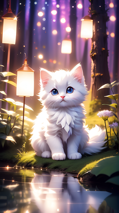 cute kitten in nature ai artwork graphic design kitten nature white