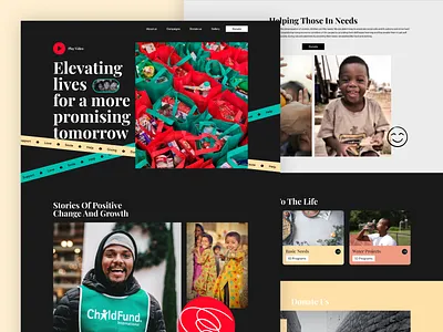 Elevating Lives Charity UI-Dark charity charity landing page charity website design donate donation donation landing page donation website home page landing page minimal non profit organization smooth ui userexperience userinterface ux web ui website