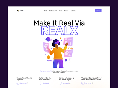 RealX - Augmented Reality eCommerce Landing Page design future of retail landing page design ui design uxdesign website ui