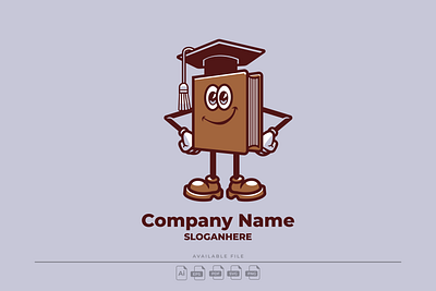 Book Graduation Mascot Logo book branding cartoon design graphic design icon illustration logo mascot school vector