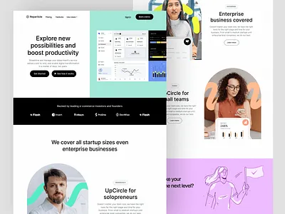 Reparticle SaaS startup technology - features business colorful design development fintech friendly landing page marketing playful saas saas startup software website startup tech ui web web page webflow webpage website saas