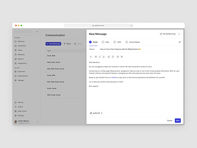 New Message app clean communication compose dashboard editor email mail message saas sms ui ux