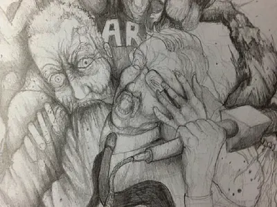 Graphic novel pencil cell design illustration