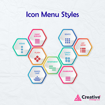 Icon Menu Styles branding company creative creativeui creativeuidesign creativeuidesignllc design development graphic design icon logo menu services style