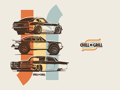 Chill n Grill T-shirt american muscle automotive car design illustration logo nissan procreate prosche t shirt vehicle design
