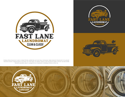 Fast Lane Laundromat Logo branding design emblem graphic design illustration laundry logo truck