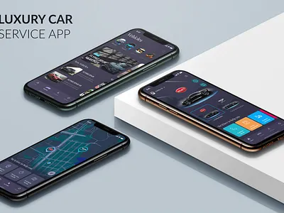 Luxury Car service app android app branding car card dark ui design graphic design icons iphone luxury service ui ux