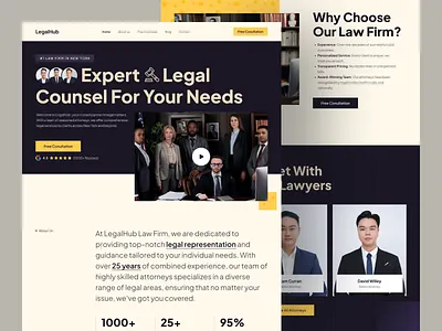 Law Firm Landing Page - LegalHub attorney case design homepage landing page law law firm law firm landing page law firm website lawyers legal services ui design uiux web design web ui website