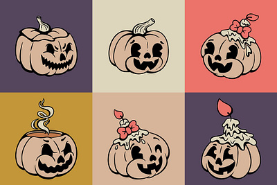 Scary Season cartoon character clipart halloween hipster illustration monster pumpkin retro scary vector