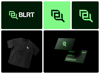 Blrt logo design concept brandd design green grid icon logo minimal