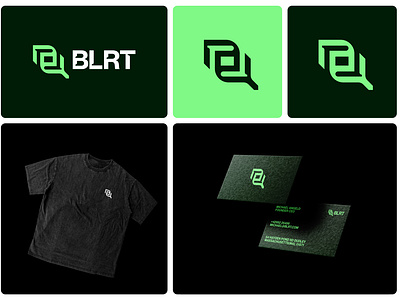 Blrt logo design concept brandd design green grid icon logo minimal