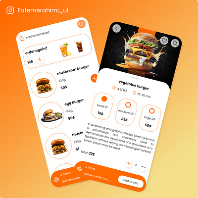 Fast food reservation application app application fastfood graphic design hamburger mobile orange pizza restaurant ui uiux