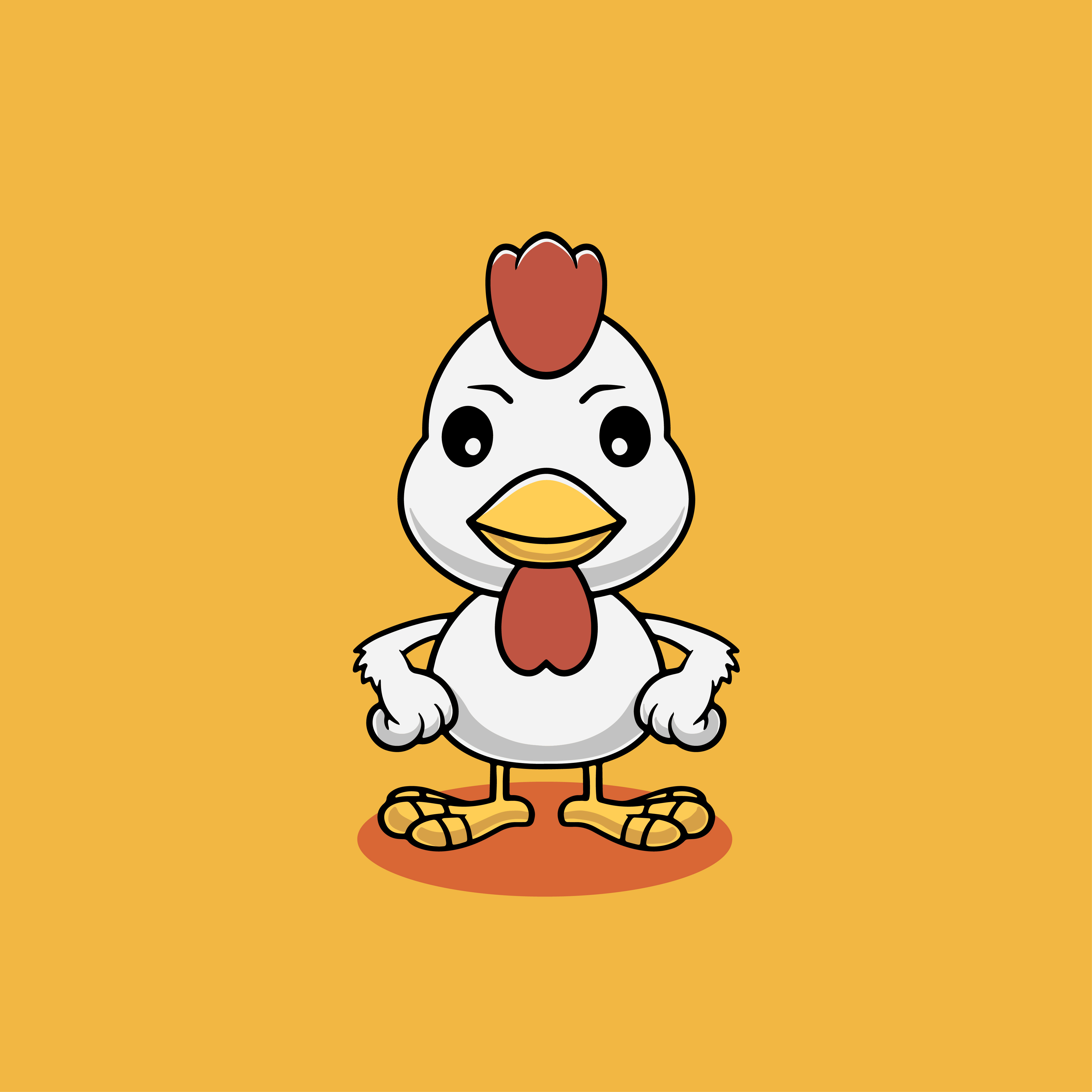 Cute chicken smiling mascot illustration branding restaurant