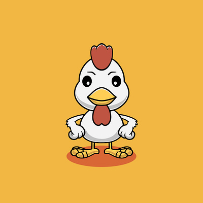 Cute chicken smiling mascot illustration branding restaurant