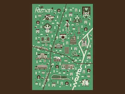 UP Poznań city illustration map poznań university vector