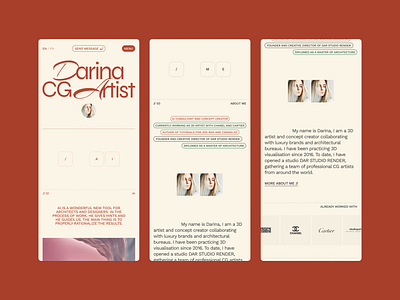 Website design portfolio for a CG Artist design figma graphic design landingpage onepage onepagewebsite personalwebsite portfolio tildadesign ui uidesign uiux uxdesign uxui web webdesign webdevelopment webflow websiteinspiration websiteportfolio