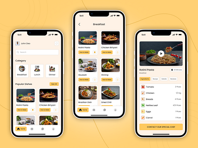 Food Recipe App UI Design accessibility app branding clean design dribbble figma food app food ux lightmode minimal mobile app recipe app recipe ux recipe website design retro app retro theme typography ui ux