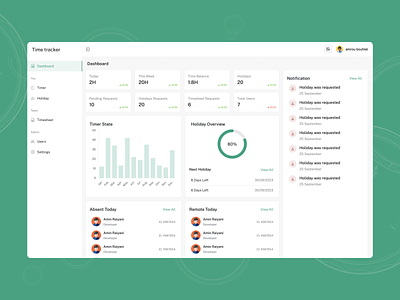 Time tracking web app dashboard settings table design time time tracker time tracking time tracking dashboard timer timer dashboard timesheet tracking tracking dashboard