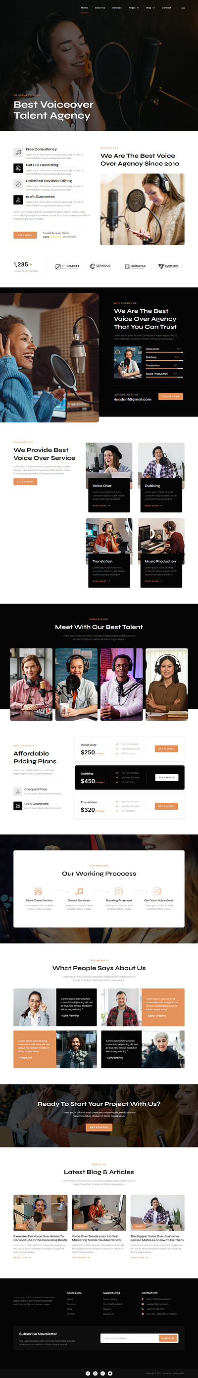 Voice Over Talent & Agency Website agency black business cms design elementor elementor landing elementor pro elementor website landing page professional repsonve talent agency ui voice over website wordpress wordpress elementor wordpress landing wordpress website