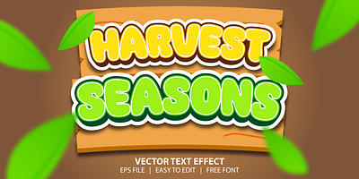 3D Harvest Seasons Editable Text Effect 3d 3d text cartoon style design editable graphic style illustration leaf nature text effect text style typography