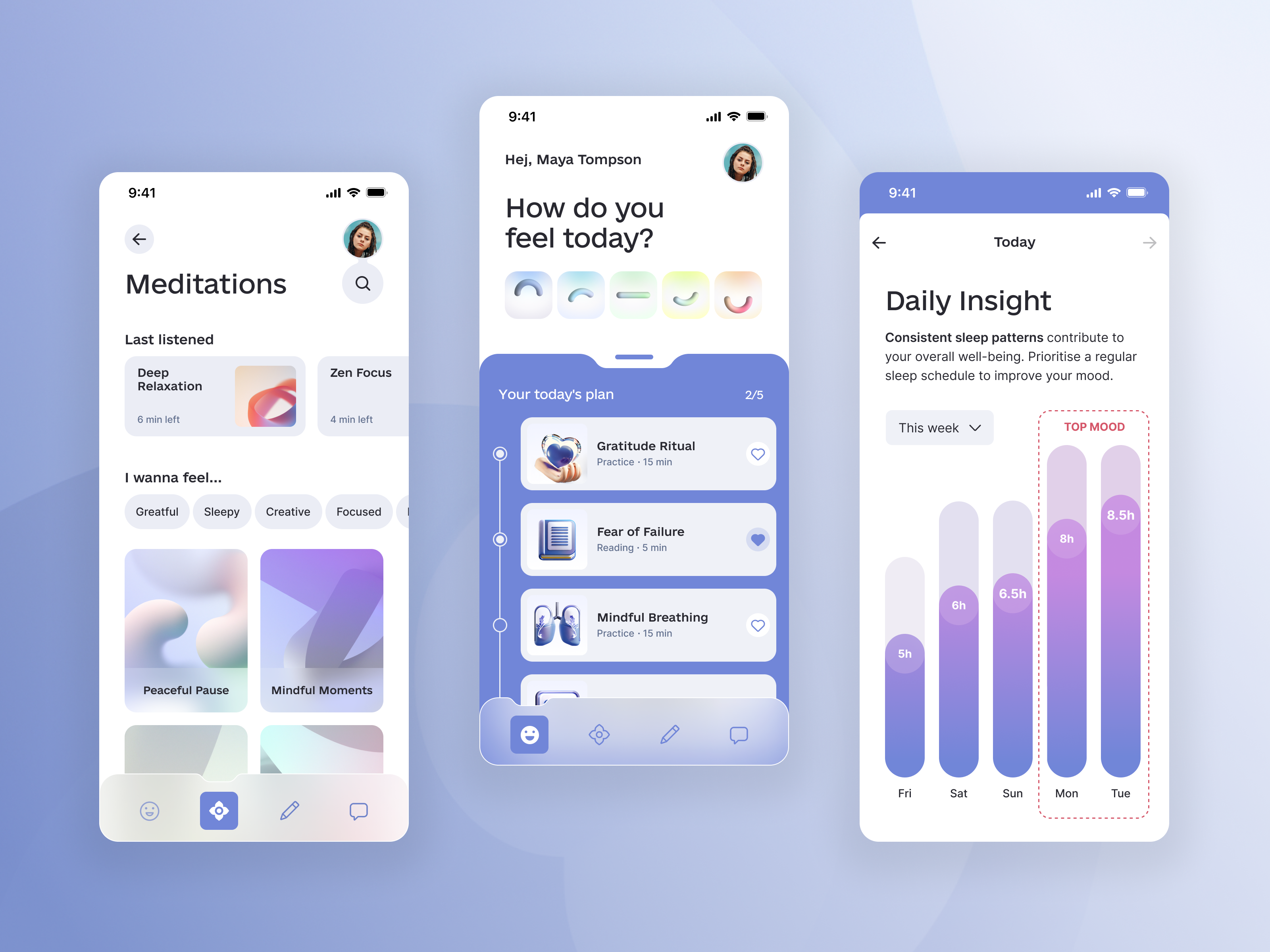 Mental Health App design healthcare mental mentalhealth mood moodtracker pastel ui uiux ux